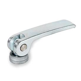 GN 927.2 Steel Clamping Levers with Eccentrical Cam, Zinc Plated, Tapped Type, with Steel Components Type: B - Steel contact plate without setting nut