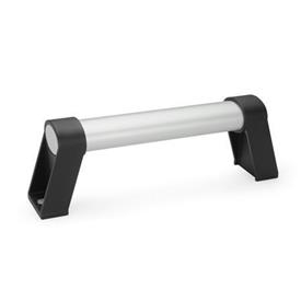 GN 334.1 Aluminum Oval Tubular Handles, Mounting from the Operator‘s Side Finish: EL - Anodized finish, natural color