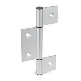 GN 2295 Aluminum Triple Leaf Hinges, for Profile Systems / Panel Elements Type: I - Interior hinge leafs<br />Identification: C - With countersunk holes<br />Bildzuordnung: 165 / 335