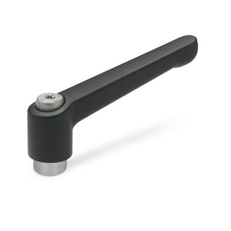 Manettes indexables GN 300.1: Zinc moulé sous pression, type taraudé, avec composants en inox