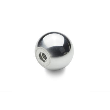 DIN 319 Steel or Aluminum Ball Knobs, with Tapped Hole or Blind Bore Material: AL - Aluminum
Type: C - With thread