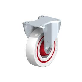  B-POW Steel Noise Absorbing Fixed Casters, with Medium Duty Brackets Type: R-FK - Roller bearing with thread guard