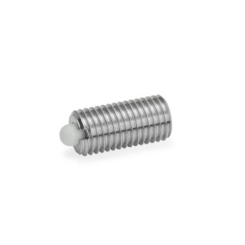GN 616 Stainless Steel Spring Plungers, with Stainless Steel / Plastic Nose Pin Type: KN - Plastic nose pin, standard spring load