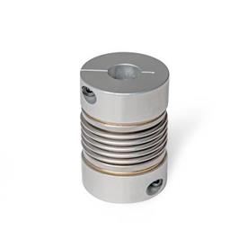 GN 2244 Stainless Steel Bellows Couplings, with Aluminum Clamping Hub, with Metric-Inch Bores 