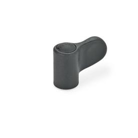 EN 635 Technopolymer Plastic Single Wing Nuts, with Brass Tapped Insert, Ergostyle® Color of the cover cap: DSG - Black-gray, RAL 7021, matte finish