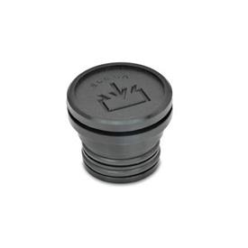 EN 748 Plastic Fluid Fill Plugs, with or without Dipstick, Push-Fit Type Type: A - Without dipstick<br />Identification no.: 1 - Without vent hole