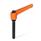 WN 400 Nylon Plastic Fixed Clamping Levers, Threaded Stud Type, with Steel Components Color: OS - Orange, RAL 2004, textured finish
