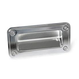 GN 7332 Stainless Steel Gripping Trays, Screw-In Type Type: A - Mounting from the operator's side (for identification no. 2 with four countersunk sealing screws)<br />Identification no.: 2 - With black seal<br />Finish: EP - Electropolished finish