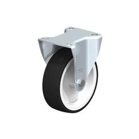  BK-POTH Roulettes embouties en acier zingué fixées à bande de roulement en polyuréthane à usage moyen, avec support de platine, série de supports à usage moyen Type: G - Palier lisse