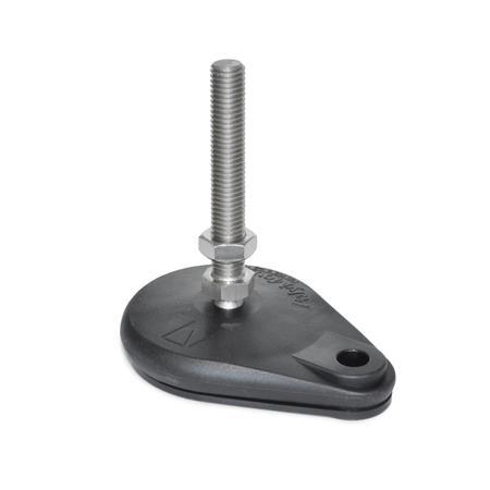  PM 600.1 Stainless Steel &quot;PolyMount&quot;™ Leveling Mounts, Plastic Base, Threaded Stud Type, Teardrop Shape 