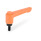 GN 304 Manijas ajustables rectas de zinc fundido a presión, con botón pulsador, tipo espárrago roscado, con componentes de acero Color de la palanca: OS - Naranja, RAL 2004, acabado texturizado
Color del botón pulsador: O - Naranja, RAL 2004