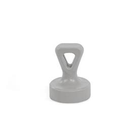 GN 53.3 Neodymium-Iron-Boron Retaining Magnets, Housing Plastic, with Handle Type: B - With eyelet<br />Color: GR - Gray, RAL 7040