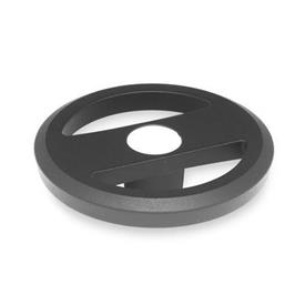 GN 9234 Aluminum Die-Cast Handwheels, Powder Coated, for Linear Actuators Type: A - Without revolving handle<br />Finish: SW - Black, RAL 9005, textured finish<br />d<sub>2</sub>: 125...160