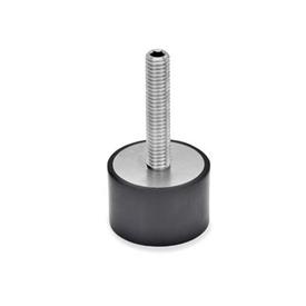 GN 439.5 Stainless Steel Vibration Damping Leveling Feet, Threaded Stud Type, with Rubber Pad 