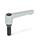 GN 302 Zinc Die-Cast Straight Adjustable Levers, Threaded Stud Type, with Blackened Steel Components Color: SR - Silver, RAL 9006, textured finish