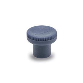 EN 676 FDA Compliant Plastic Knurled Knobs, Detectable, with Stainless Steel Tapped Insert, Ergostyle® Material / Finish: MDB - Metal detectable, blue, RAL 5001, matte finish