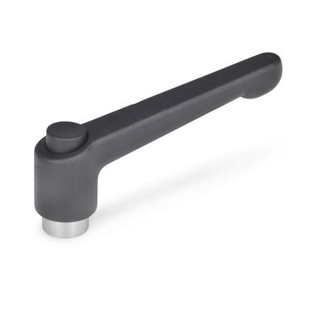 Adjustable Levers GN 303.1: Zinc Die-Cast, Tapped Type, with Stainless Steel Components, with Push Button