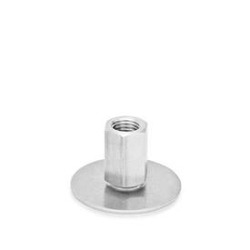 GN 41 Metric Thread, Stainless Steel Leveling Feet, Tapped Socket or Threaded Stud Type Type (Base): D0 - Without rubber pad / cap<br />Version (Stud / Socket): X - External hex, tapped socket type