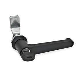 GN 115 Zinc Die-Cast Cam Locks, Black Powder Coated Housing Collar, with Operating Elements Type: LUG - With lever (Keyed differently)