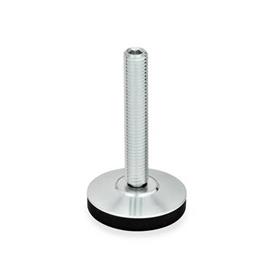 GN 6311.4 Pieds de machine en acier, avec ou sans capuchon de base en plastique Type: R - Avec capuchon en caoutchouc, antidérapant
