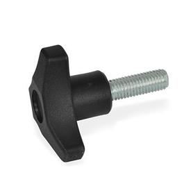  V3-B-P Nylon Plastic, Three-Lobed Knobs, with Steel Threaded Stud 