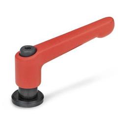 GN 307 Zinc Die-Cast Adjustable Levers, Steel Tapped Type, with Washer Color: RS - Red, RAL 3000, textured finish