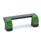 EN 630.1 Technopolymer Plastic Off-Set Open U-Handles, with Counterbored Through Holes, Ergostyle® Color of the cover caps: DGN - Green, RAL 6017, shiny finish
