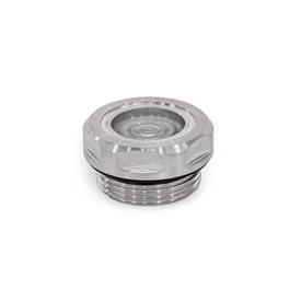 GN 7440 Stainless Steel AISI 316L Fluid Sight Glasses, Metal-Fused Identification no.: 2 - Seal FPM (Viton<sup>®</sup>)