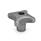 DIN 6335 Cast Iron Hand Knobs, with Tapped or Plain Bore Material: GG - Cast iron
Type: B - With plain through bore, tol. H7