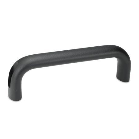 GN 565.1 Aluminum Cabinet U-Handles, with Counterbored Mounting Holes Finish: SW - Black, RAL 9005, textured finish