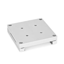 GN 900.4 Placas de montaje de aluminio, para unidades corredizas ajustables GN 900 Tipo: B - Con agujeros de montaje para plataforma giratoria