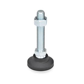 GN 343.4 Steel Leveling Feet, Plastic Base, Threaded Stud Type, with or without Rubber Pad Type: A - Without rubber pad