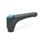 EN 600 Manettes indexables droites en plastique, type taraudé, avec composants en laiton, avec bouton-poussoir, Ergostyle® Couleur: DBL - Bleu, RAL 5024, finition brillante