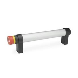 GN 331 Aluminum Tubular Handles, with Power Switching Function Finish: EL - Anodized finish, natural color<br />Type: T0 - Without button<br />Identification no.: 2 - With emergency stop