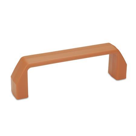 EN 528.1 Plastic Cabinet U-Handles, with Tapped Inserts Material: PA - Plastic
Color: OR - Orange, RAL 2004, matte finish