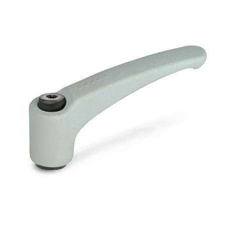EN 602 Zinc Die-Cast Adjustable Levers, Ergostyle®, Tapped Type, with Steel Components Color: SR - Silver, RAL 9006, textured finish