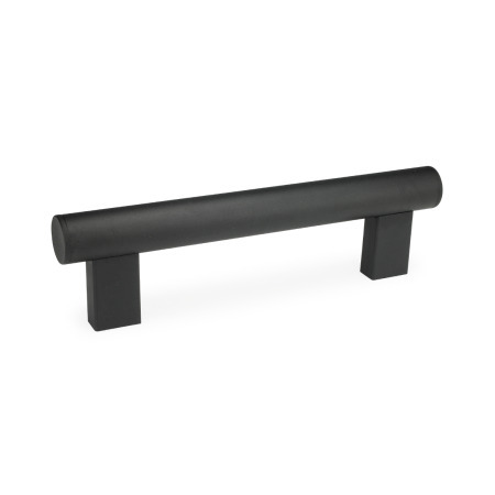 GN 666 Aluminum / Stainless Steel Tubular Grip Handles, Plastic Handle Legs, with Tapped Inserts Finish: SW - Black, RAL 9005, textured finish