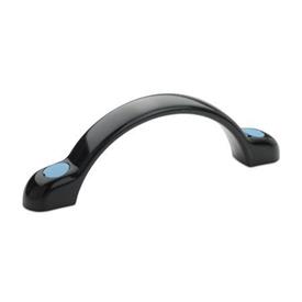 EN 365 Technopolymer Plastic Arch Handles, with Counterbored Mounting Holes or Tapped Inserts Color of the cover cap: DBL - Blue, RAL 5024, matte finish