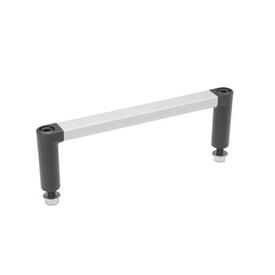 GN 423 Aluminum Rack Handles, for 19&quot; Rack and Enclosure Layout Type: B - Mounting from the operator's side<br />Finish: ELS - Anodized, natural color / handle shanks black, matte finish