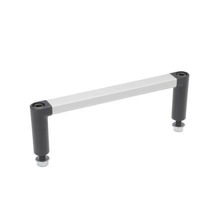 GN 423 Aluminum Rack Handles, for 19&quot; Rack and Enclosure Layout Type: B - Mounting from the operator's side
Finish: ELS - Handle bar anodized, natural color / handle shanks black, matte finish