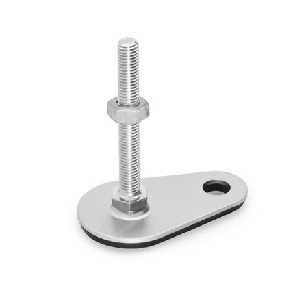 GN 43 Inch Thread, Stainless Steel Leveling Feet, Tapped Socket or Threaded Stud Type, with Mounting Hole, Teardrop Shape Type (Base): D3 - With rubber pad, vulcanized, black
Version (Stud / Socket): SK - With nut, external hex at the bottom