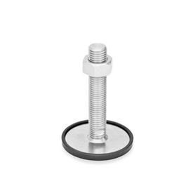 GN 41 Metric Thread, Stainless Steel Leveling Feet, Tapped Socket or Threaded Stud Type Type (Base): D1 - With rubber cap, clipped on, black<br />Version (Stud / Socket): TK - With nut, wrench flat at the bottom