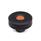 EN 534 Technopolymer Plastic Diamond Cut Knurled Knobs, with Brass Tapped or Plain Blind Bore Insert, with Colored Cap Cover cap color: DOR - Orange, RAL 2004, matte finish