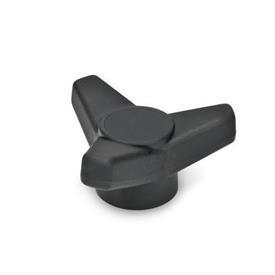 EN 5330.5 Technopolymer Plastic Three-Lobed Knobs, with Stainless Steel Tapped Insert 