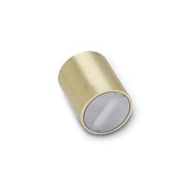 GN 54.1 Samarium-Cobalt / Neodymium-Iron-Boron Retaining Magnets, Housing Brass, without Hole, with Fitting Tolerance Magnet material: SC - SmCo