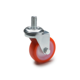 EN 22880 Steel Light Duty Casters, Polyurethane Wheel Tread, Polyamide Wheel Core, Light Version Bearing type: G - Friction bearing<br />Bracket type: G - Swivel bracket with threaded stud<br />Coding: L - Light version<br />Bracket material: ST - Steel sheet metal