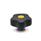 EN 5337.6 Technopolymer Plastic Five-Lobed Knobs, with Brass Tapped Insert with Colored Cover Caps, Softline Color of the cover cap: DGB - Yellow, RAL 1021, matte finish