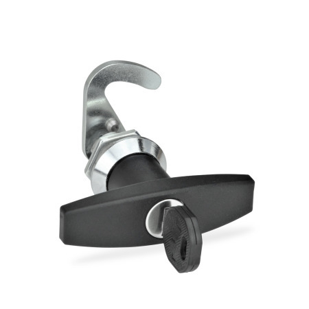 Cam Locks with Hook GN 115.8: Zinc Die-Cast Housing, with Plastic Operating Elements / Operation with Key