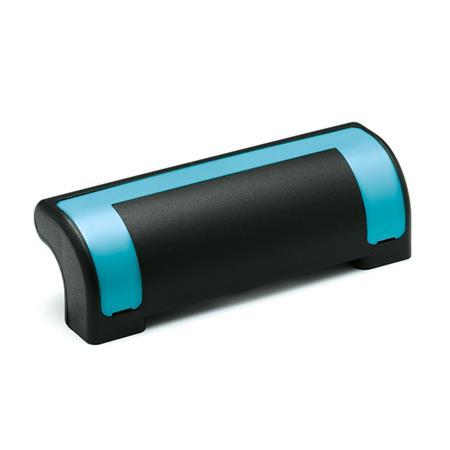 EN 630.2 Jaladeras de seguridad de protección de plástico tecnopolímero, Ergostyle®, con agujeros pasantes avellanados Color de la cubierta: DBL - Azul, RAL 5024, acabado brillante