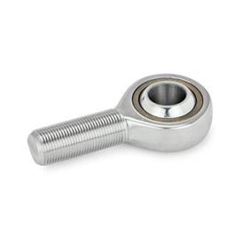 GN 648.6 Stainless Steel Rod End Bearings, with Threaded Stem Type: WH - Bronze PTFE / steel, self-lubricating